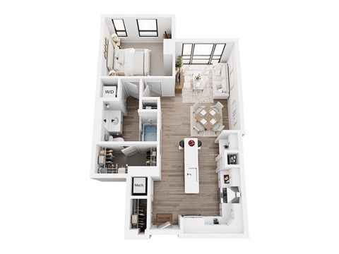 Floor plan for 1 bed, 1 bath